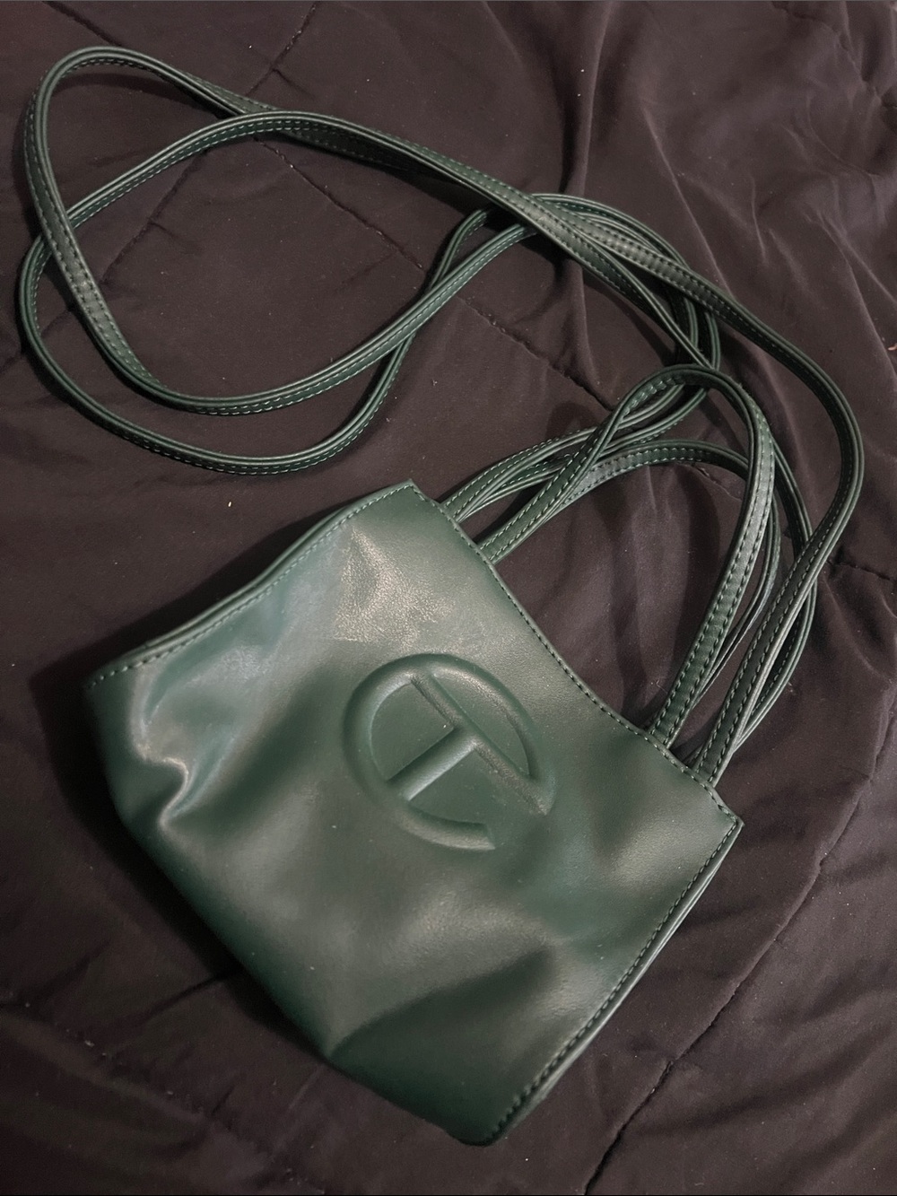 Green Leather Logo Crossbody Bag